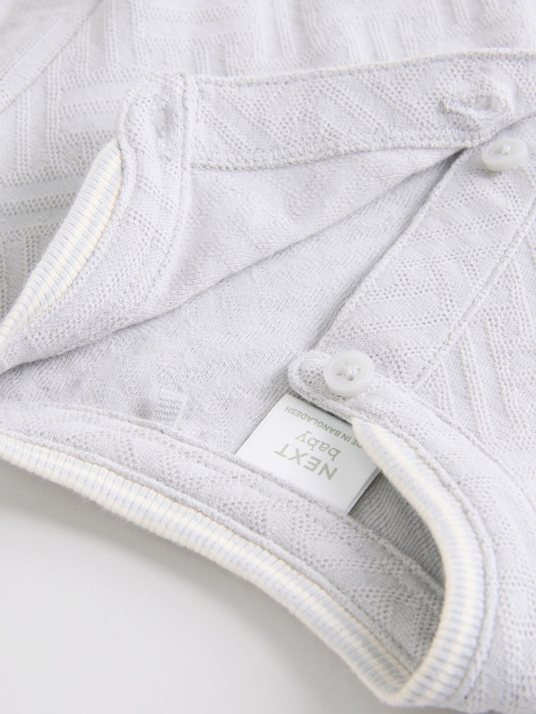 Navy/Grey Textured Baby Rompers 2 Pack - Image 7 of 9