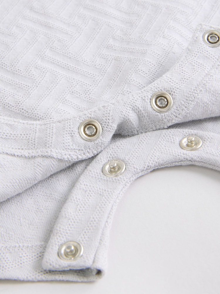 Navy/Grey Textured Baby Rompers 2 Pack - Image 8 of 9