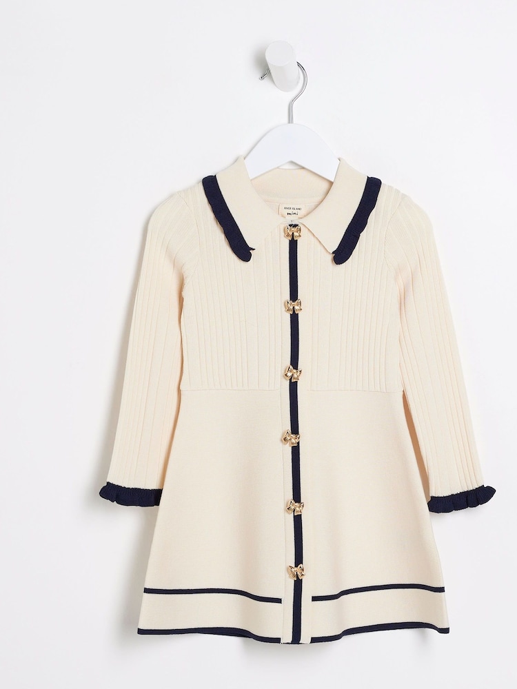 River Island Cream Girls Flippy Polo Dress - Image 1 of 4