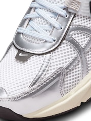 Nike White/Metallic V2K Retro Runner Trainers - Image 8 of 12