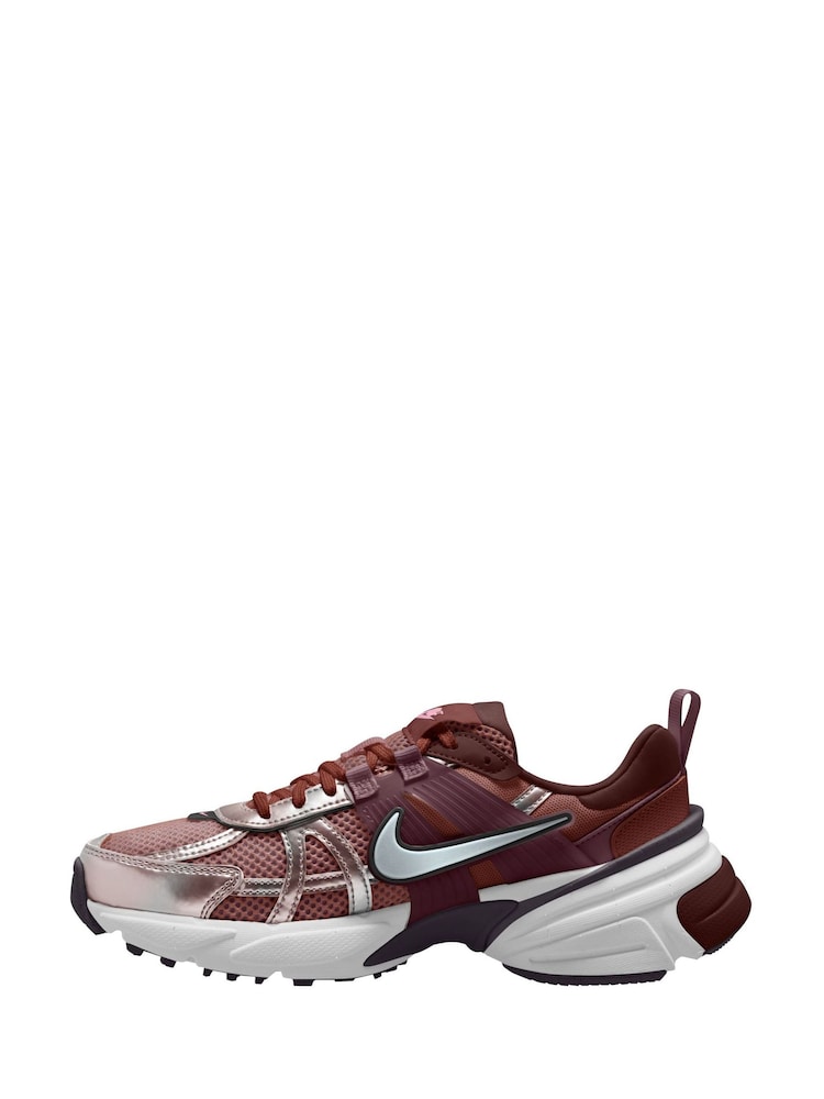 Nike Burgundy Red V2K Retro Runner Trainers - Image 2 of 4