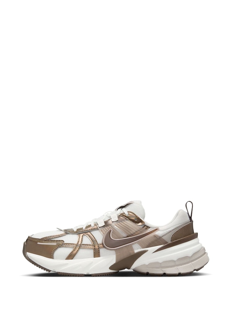 Nike Mink Brown V2K Retro Runner Trainers - Image 2 of 8