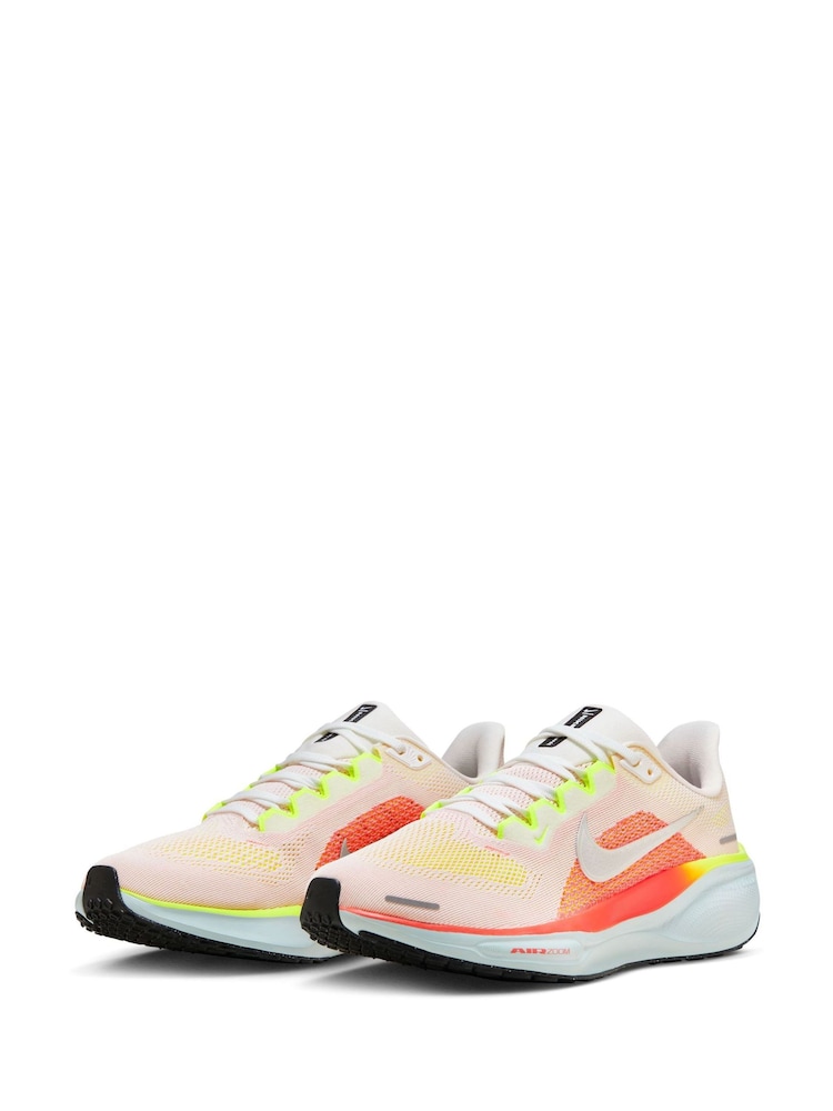 Wit/citroengeel - Nike - Pegasus 41 Road hardloopsneakers - Image 4 of 11