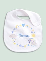Little Years Personalised Heart and Rainbows 100% Cotton White Bib - Image 3 of 4