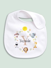 Little Years Personalised Cute Animal Print 100% Cotton White Bib - Image 3 of 4