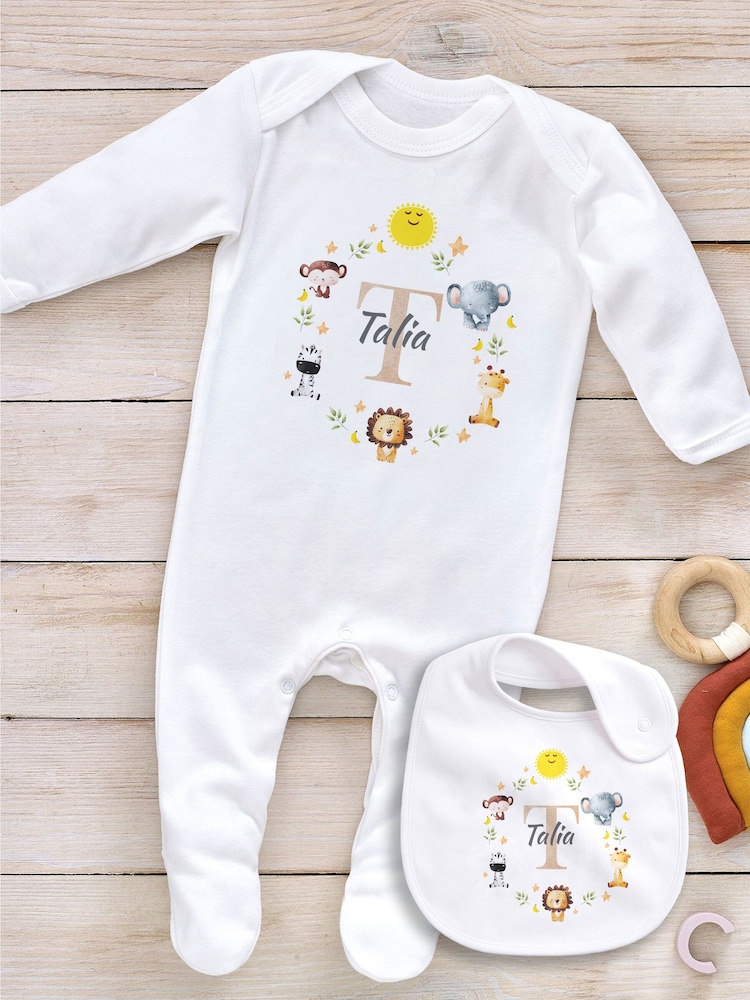 Little Years Personalised Cute Animal Print 100% Cotton White Bib - Image 4 of 4
