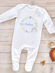Little Years Personalised Heart & Rainbows 100% Cotton White Sleepsuit - Image 2 of 4