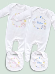 Little Years Personalised Heart & Rainbows 100% Cotton White Sleepsuit - Image 4 of 4