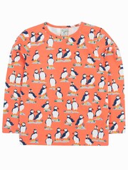 Frugi Girls Orange All Over Print Puffin Top - Image 1 of 3