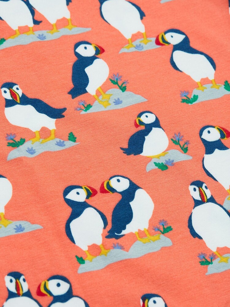 Frugi Girls Orange All Over Print Puffin Top - Image 3 of 3