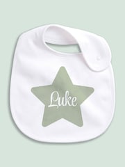 Little Years Personalised Star 100% Cotton White Bib - Image 1 of 4
