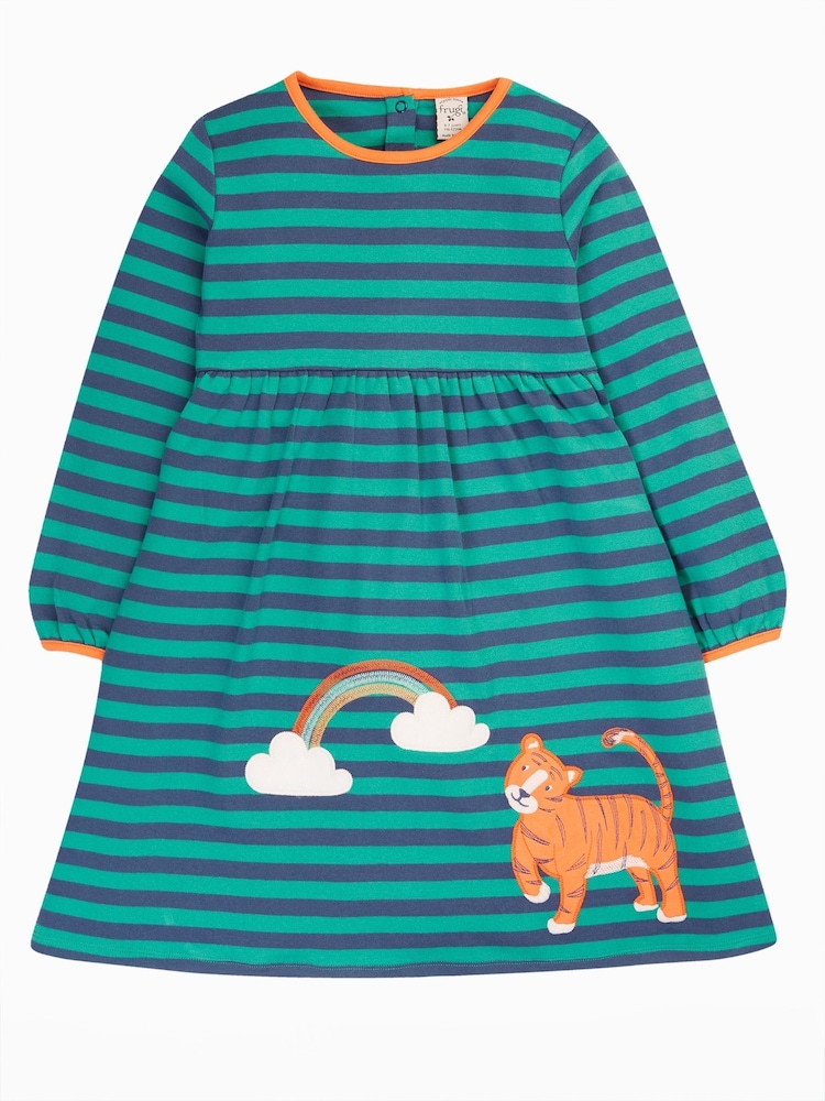 Frugi Green Striped Tiger Dress - Imagen 2 de 5