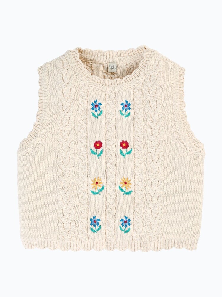 Frugi Girls Embroidered White Tank Top - Image 3 of 7