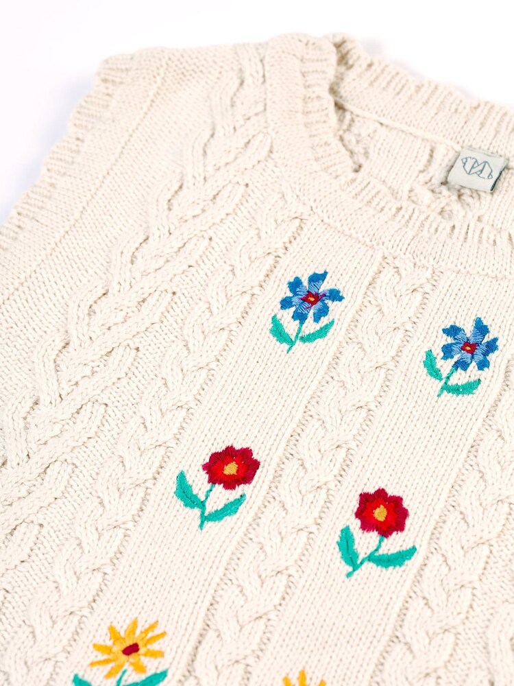 Frugi Girls Embroidered White Tank Top - Image 5 of 7