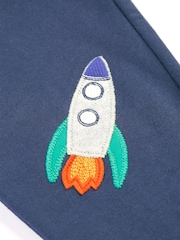 Frugi Navy Blue Space Knee Patch Crawlers - Image 2 of 4