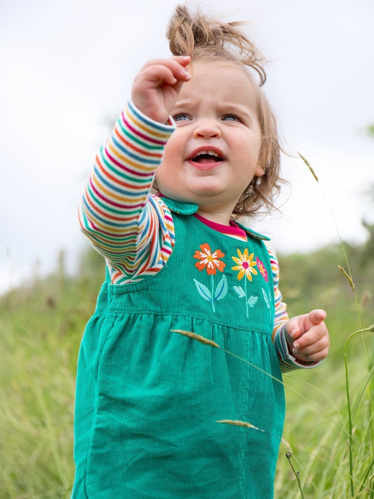 Frugi Green Flowers Reversible Dungaree - Image 1 of 6