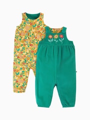 Frugi Green Flowers Reversible Dungaree - Image 2 of 6
