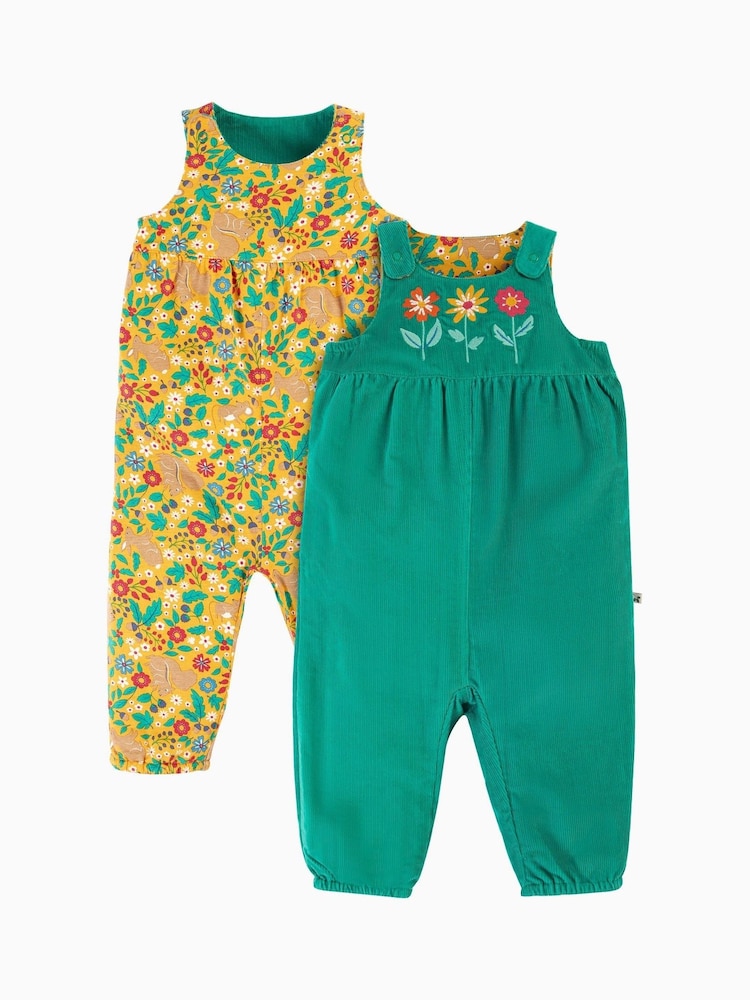 Frugi Green Flowers Reversible Dungaree - Image 2 of 6