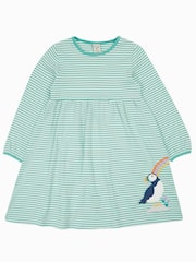 Frugi Green Striped Puffin Dress - Image 1 of 4