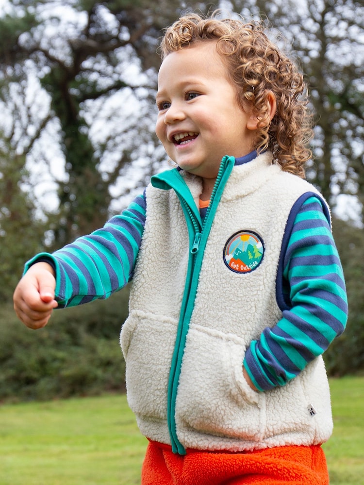 Frugi Boys Borg White Gilet - Image 1 of 7