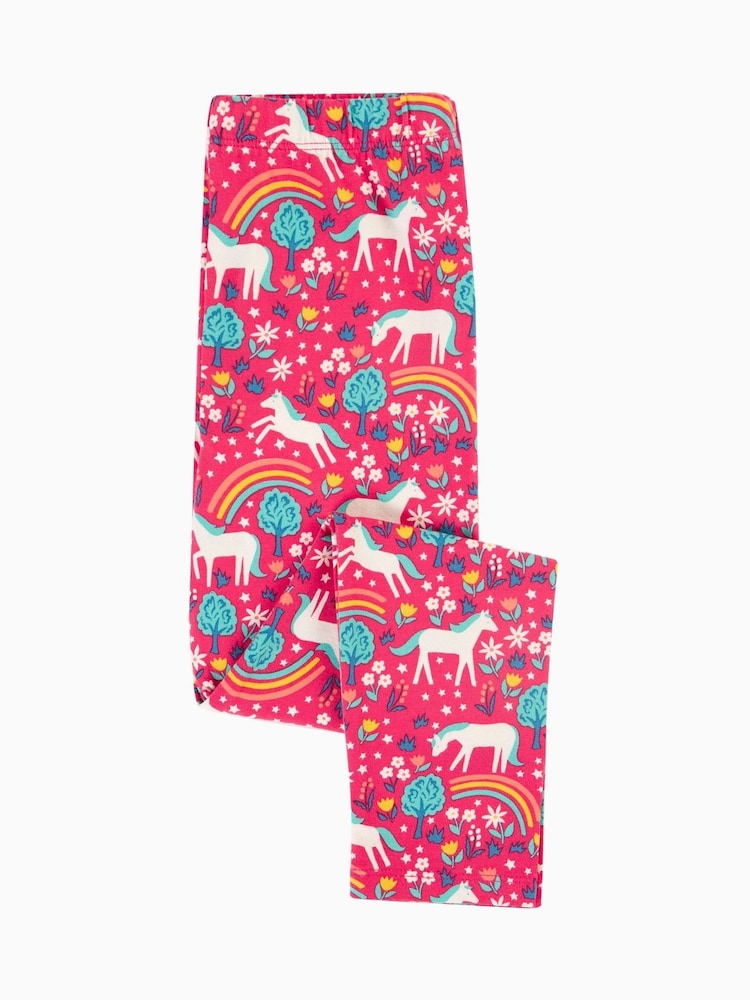 Frugi Pink All-Over Print Unicorn Leggings - Image 2 of 5