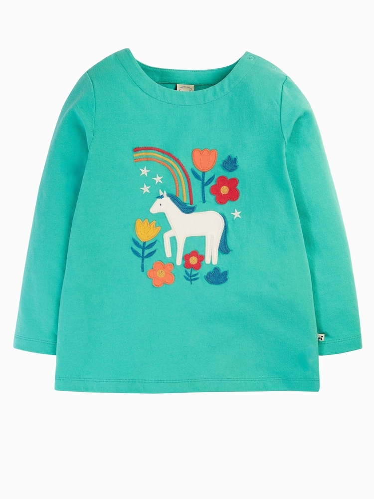 Frugi Girls Light Blue Unicorn Top - Image 2 of 5