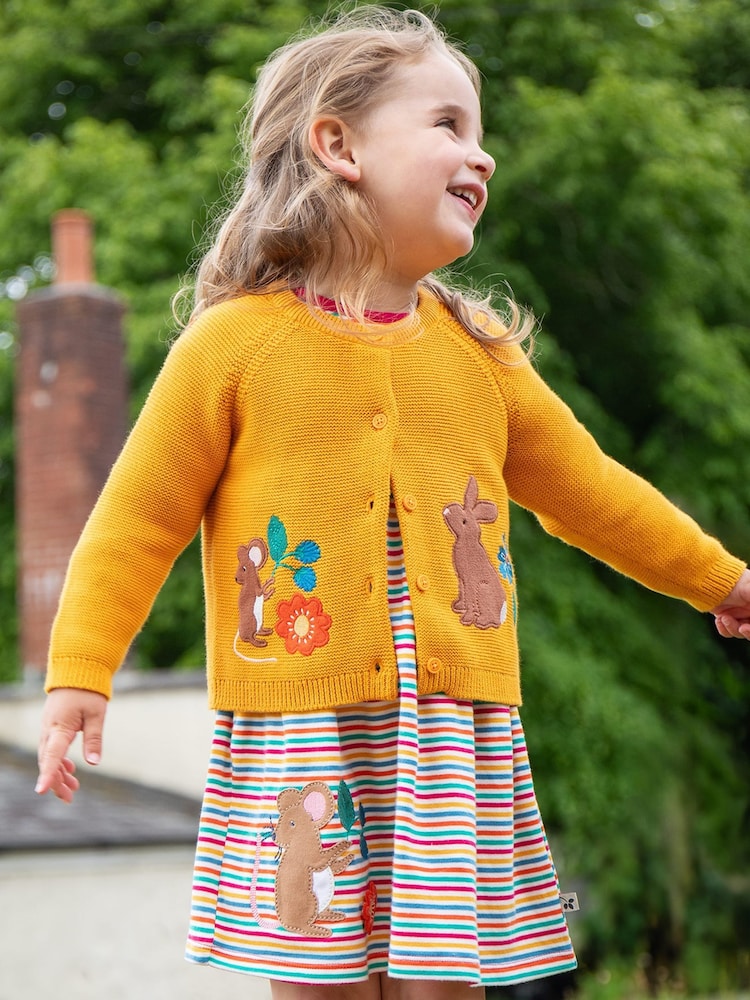 Frugi Girls Yellow Mouse/Rabbit Cardigan - Image 1 of 6