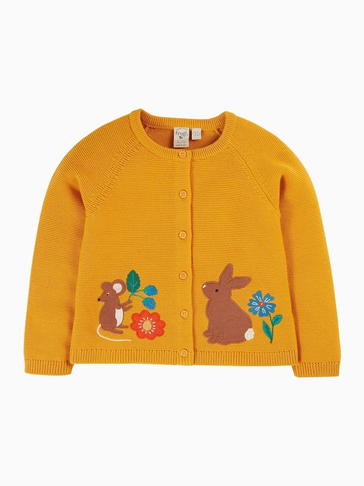 Frugi Girls Yellow Mouse/Rabbit Cardigan - Image 2 of 6