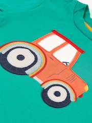 Suéter verde fácil de poner con tractor de Frugi - Imagen 3 de 4