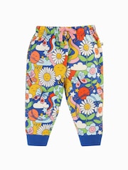 Pantalones de chándal abrigados con estampado de flores en azul de Frugi - Imagen 1 de 4