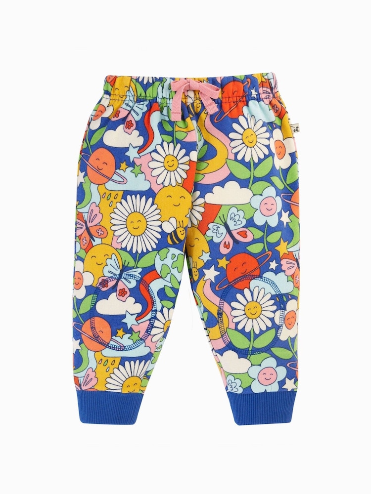 Pantalones de chándal abrigados con estampado de flores en azul de Frugi - Imagen 1 de 4