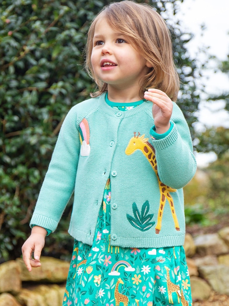 Frugi Girls Green Giraffe Cardigan - Image 1 of 5 Frugi Girls Green Giraffe Cardigan - Image 1 of 5