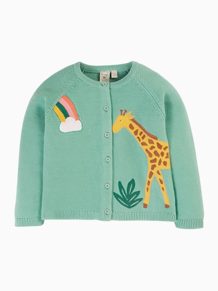 Frugi Girls Green Giraffe Cardigan - Image 2 of 5 Frugi Girls Green Giraffe Cardigan - Image 2 of 5