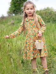 Frugi gelbes Herbstkleid mit durchgehendem Print - Bild 1 von 6