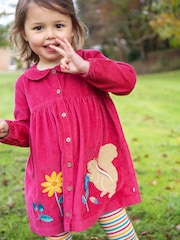 Frugi Girls Pink Cordurroy Embroided Dress - Image 1 of 7