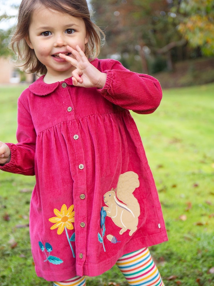 Frugi Girls Pink Cordurroy Embroided Dress - Image 1 of 7