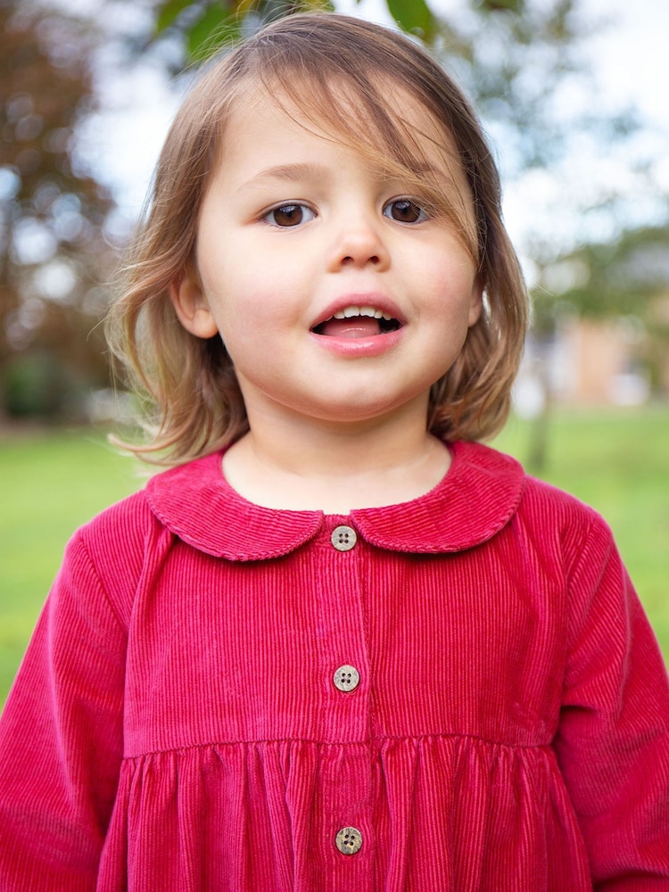 Frugi Girls Pink Cordurroy Embroided Dress - Image 2 of 7