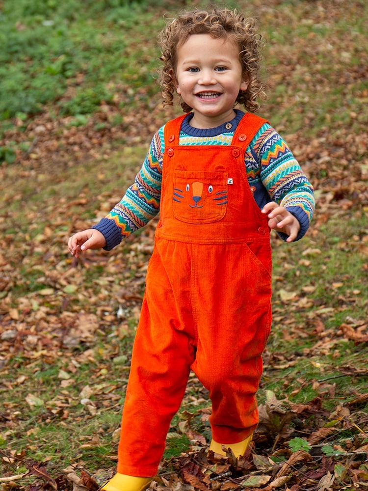 Frugi Orange Embroided Corduroy Dungaree - Image 1 of 5