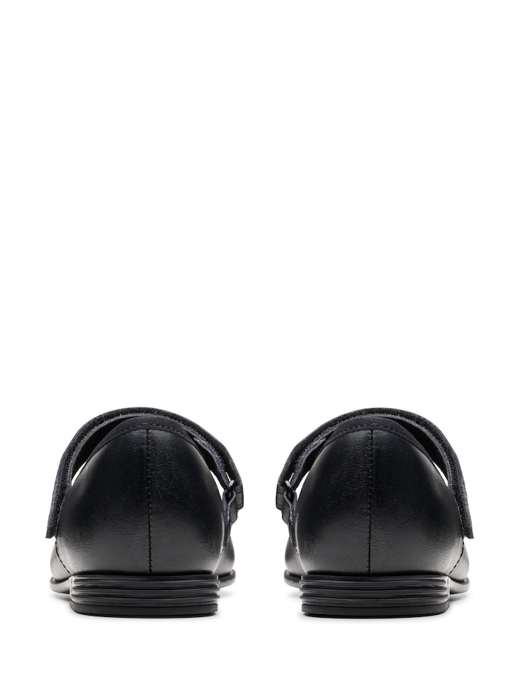 Clarks Black Standard Fit (F) Finja Tap Mary Jane Bow Leather Shoes - Image 2 of 6