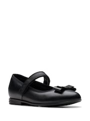 Clarks Black Standard Fit (F) Finja Tap Mary Jane Bow Leather Shoes - Image 6 of 6