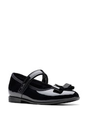 Charol negro - Zapatos de cuero Clarks Finja Tap Mary Jane con lazo - Imagen 3 de 7