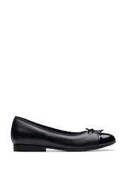 Clarks Black Standard Fit (F) Finja Bloom Ballerina Shoes - Image 1 of 7