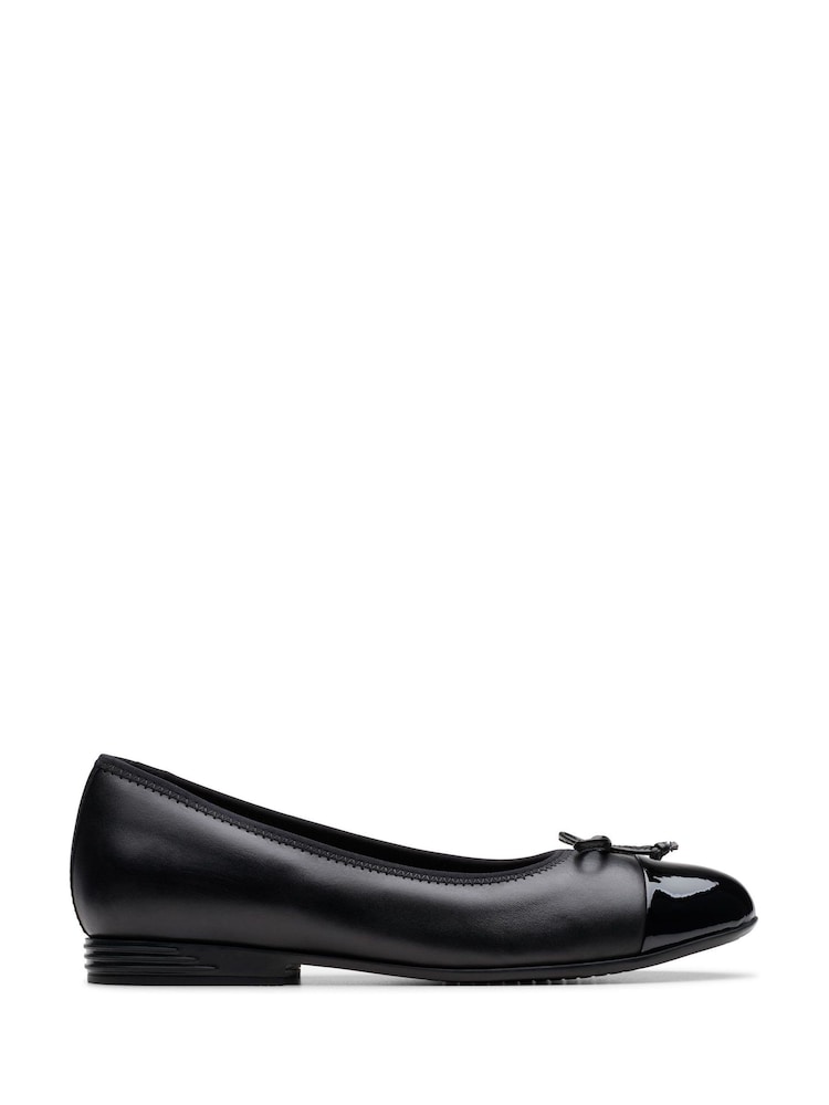Clarks Black Standard Fit (F) Finja Bloom Ballerina Shoes - Image 1 of 7