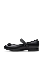 Clarks Black Standard Fit (F) Finja Tap Mary Jane Bow Leather Shoes - Image 2 of 7
