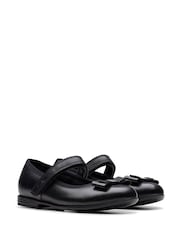 Clarks Black Standard Fit (F) Finja Tap Mary Jane Bow Leather Shoes - Image 4 of 7
