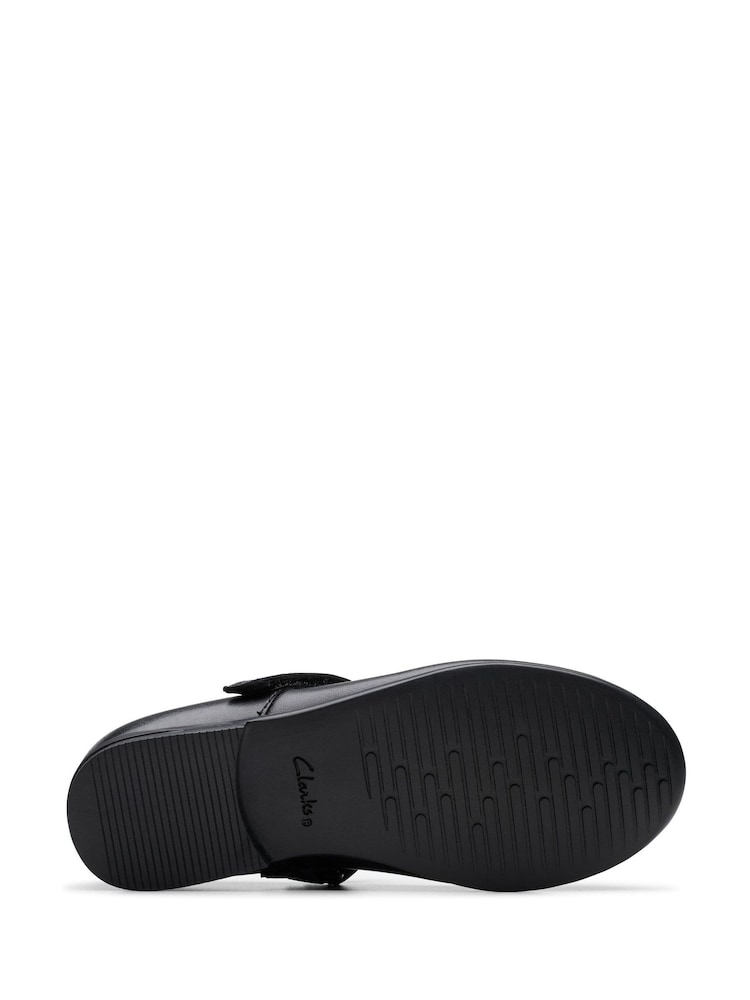 Clarks Black Standard Fit (F) Finja Tap Mary Jane Bow Leather Shoes - Image 7 of 7