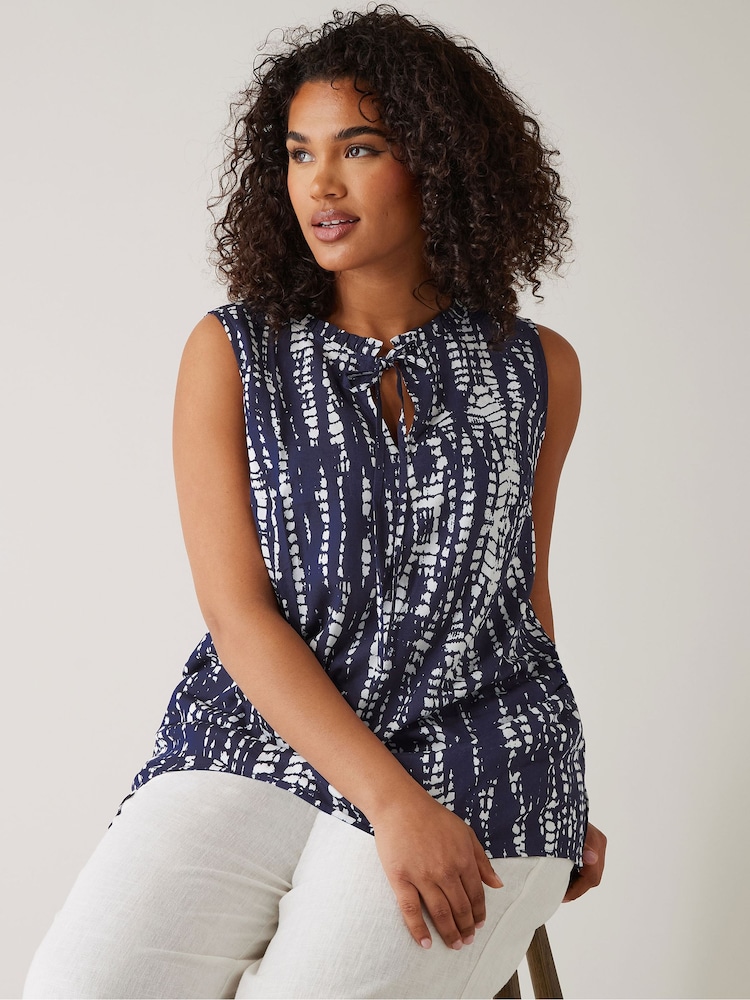 Evans Curve Navy Blue Tie Dye Print Tunic - Image 1 of 5