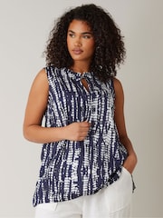 Evans Curve Navy Blue Tie Dye Print Tunic - Image 4 of 5