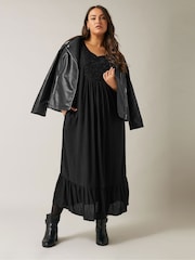 Evans Curve Crinkle Broderie Maxi Dress - Image 1 of 5