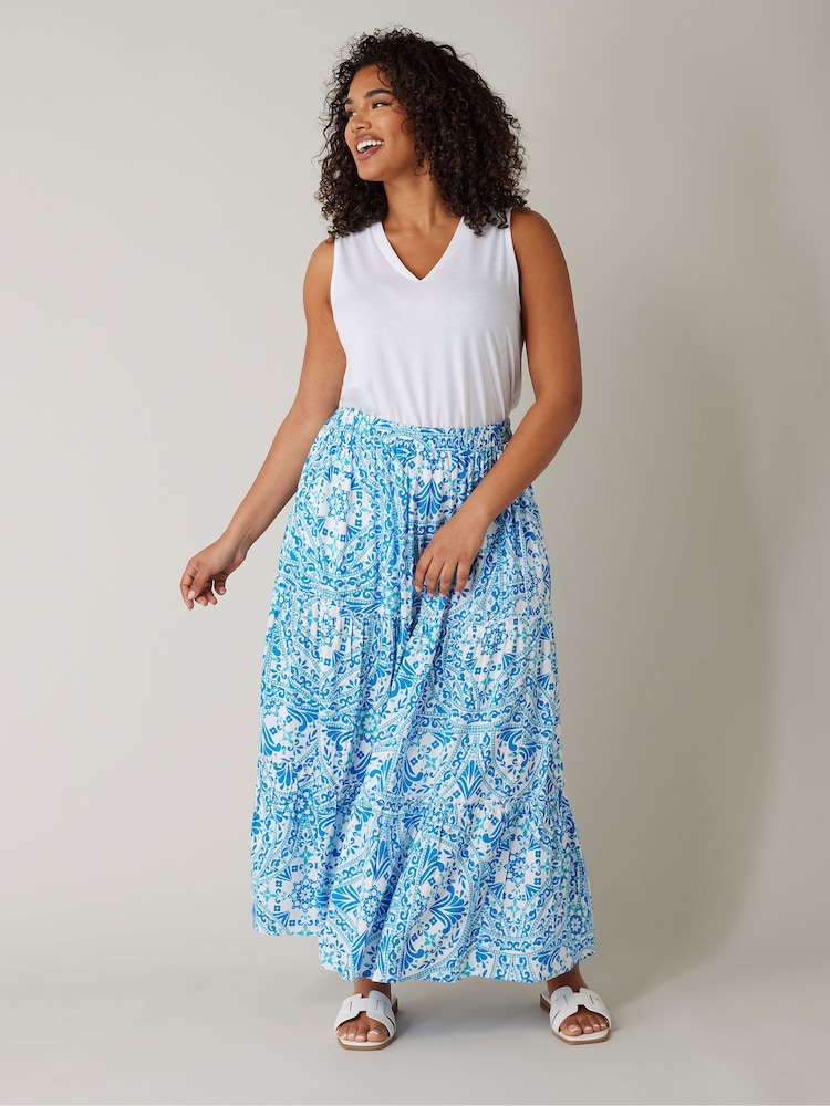 Evans Tile Print Boho White Skirt - Image 2 of 5